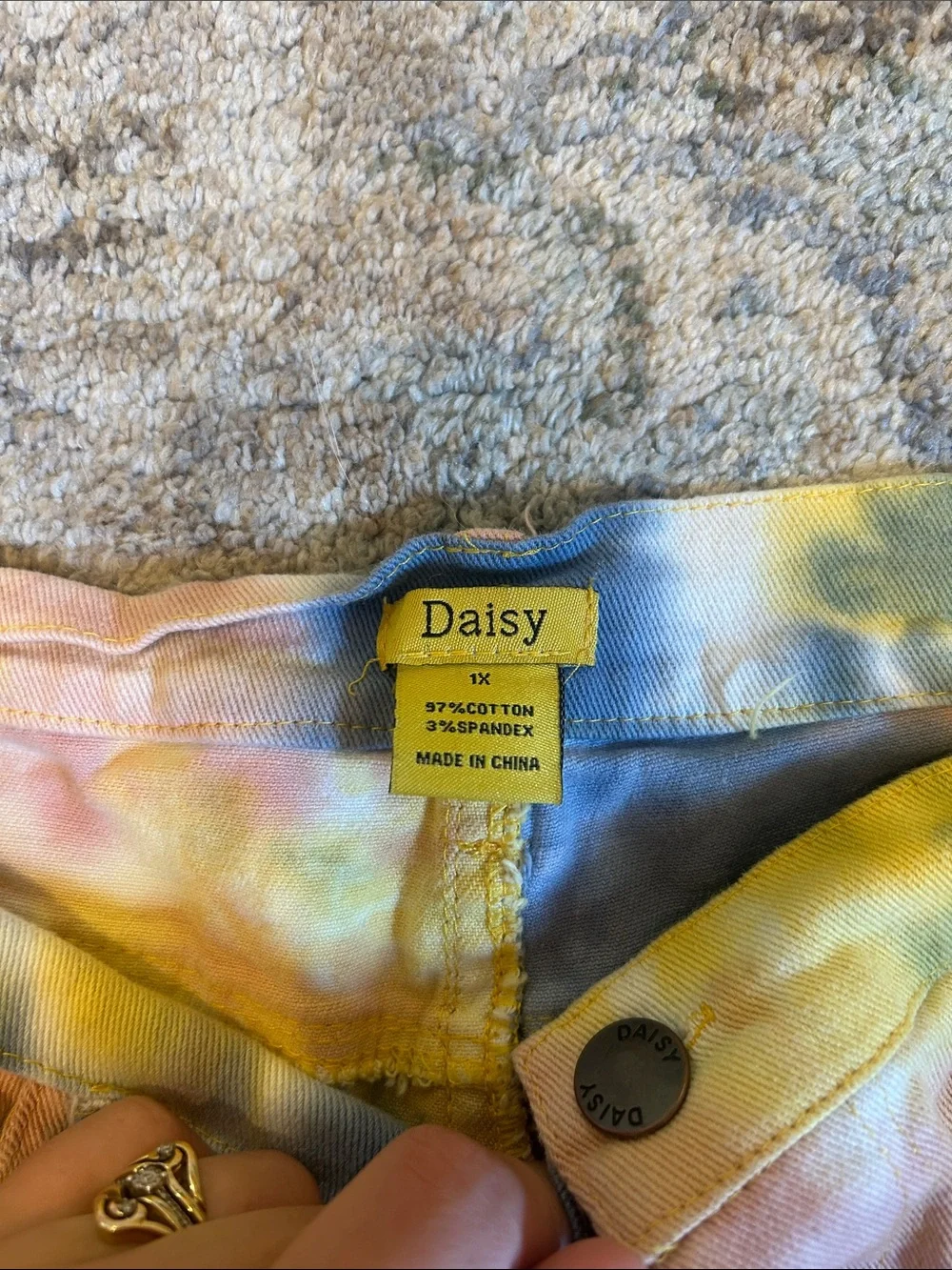 Daisy Pastel Tie-Dye Fringe Denim Shorts - Pink, Blue, Yellow